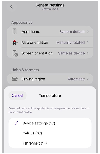 Paramètres Météo iOS 2
