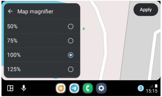 Lente d'ingrandimento Mappa in Android Auto