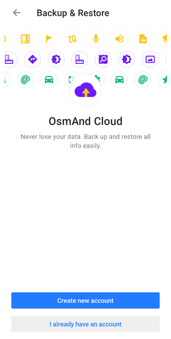 Accesso a OsmAnd Cloud