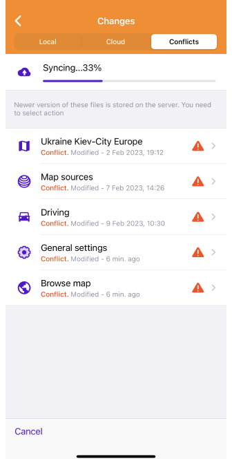 Modifiche OsmAnd Cloud