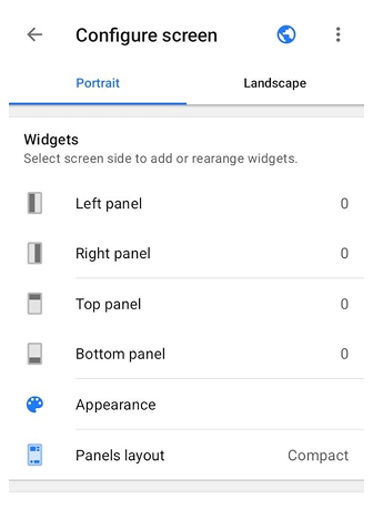 Menu Configura schermata