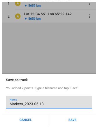 Salva punto inserimento coordinate Android 1