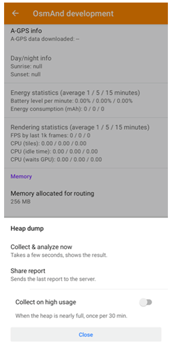 Pannello heap dump Android