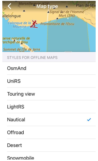 Tipo di mappa nautica in iOS