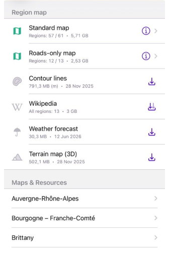 Mappe regionali Android