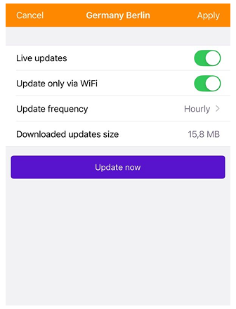 Menu Mappe OsmAnd live modifica iOS