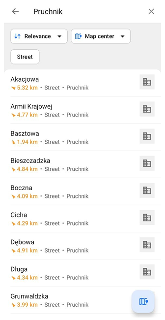 Ricerca Via Android