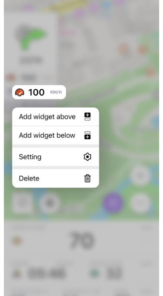 Menu contestuale del widget