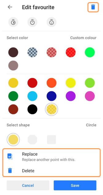 Favoriet bewerken Android