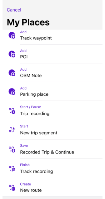 Quick Actions for Trip Recording
