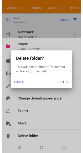 Mijn plaatsen met tracks in Android