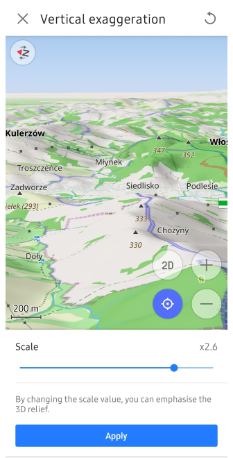 Verticale overdrijving Android