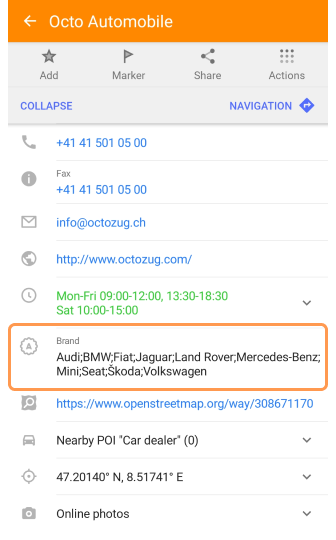 Wyszukiwanie POI Android