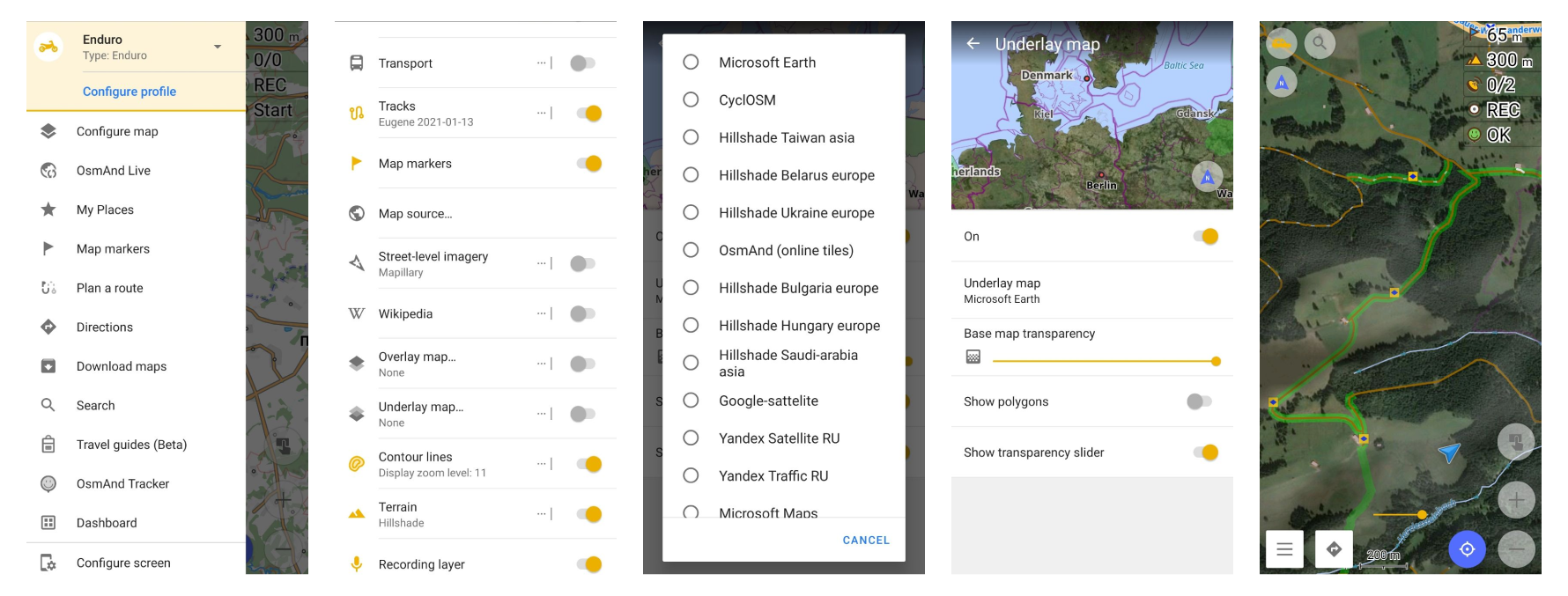 Konfiguracja podkładu / nakładki Android