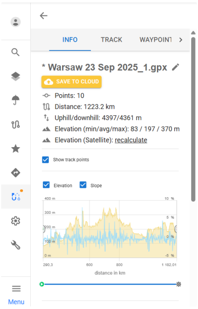 Panel Informacje w OsmAnd Web