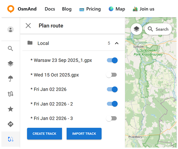 Tworzenie nowej trasy w OsmAnd Web