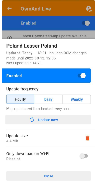 Menu map OsmAnd live edycja Android