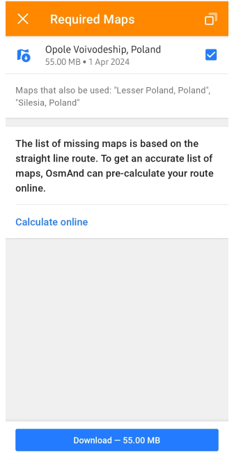 Komunikat o braku map podczas budowania nawigacji Android
