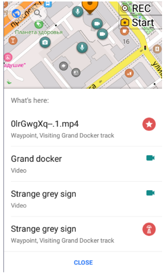 Notatki i punkty trasy na mapie