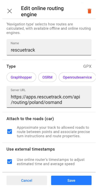 Niestandardowe wyznaczanie tras GPX Android 1