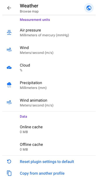 Ustawienia pogody Android