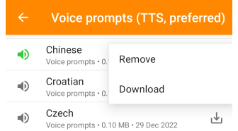 Configurações de Navegação por Voz Android