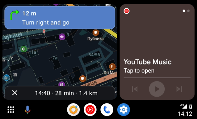 Tela do Android Auto