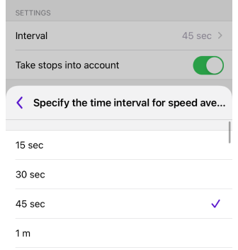 Widgets de velocidade média