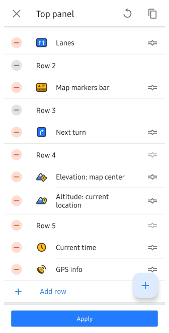 Menu Configurar tela