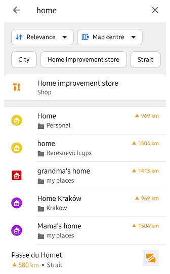 Pesquisa de favoritos Android