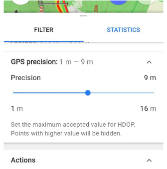 Números de precisão do filtro GPS Android