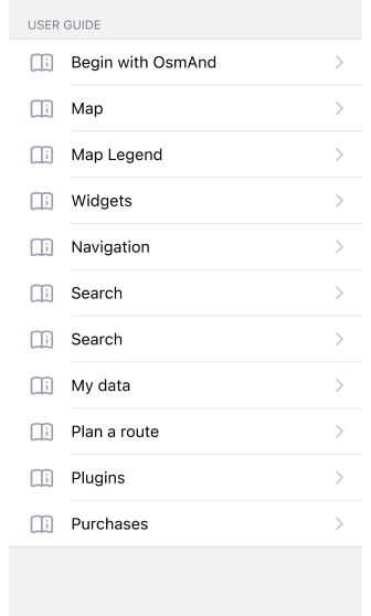 Menu de mapas iOS