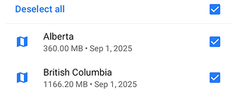 Menu de deseleção Android
