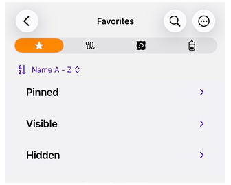 Menu Meus Lugares no iOS