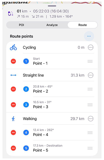 Planejar uma rota iOS (tela)