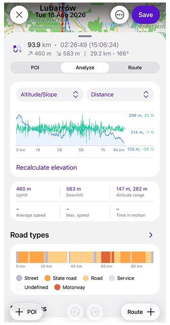Planejar uma rota anexar a estradas ios