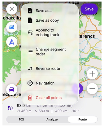 Planejar uma rota iOS (opções)
