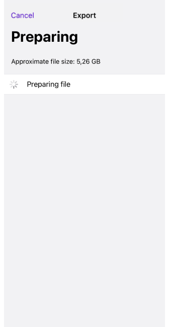 Ações de Perfis Exportar iOS