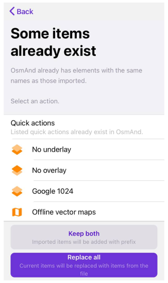 Ações de Perfis Importar 1 iOS