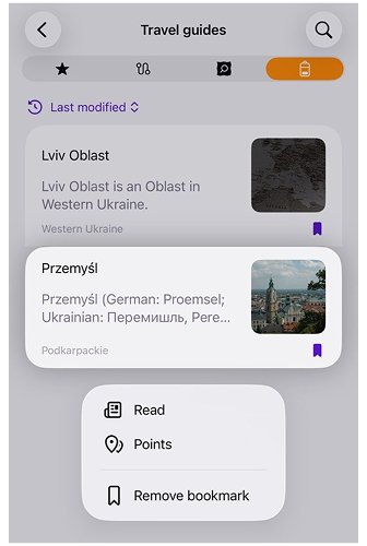 Guias de Viagem no iOS