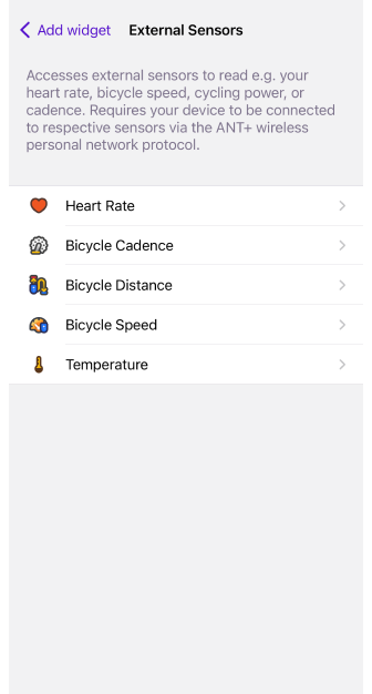 Harici sensörler widget&#39;ları iOS