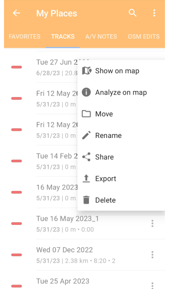 Android&#39;de izleri olan Yerlerim