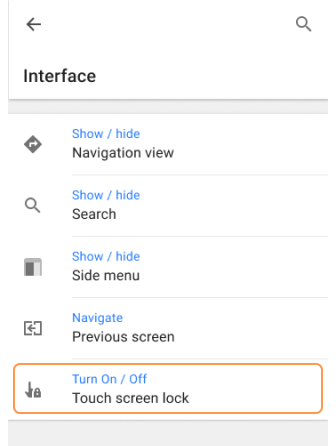Hızlı eylem düğmesi Dokunmatik Ekran Kilidi Android
