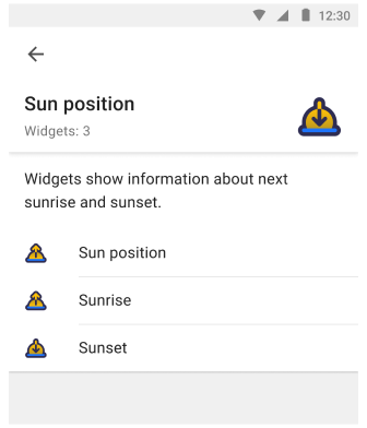 Gün batımı ve gün doğumu widget&#39;ları