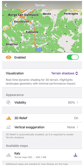 Terrain shadows iOS
