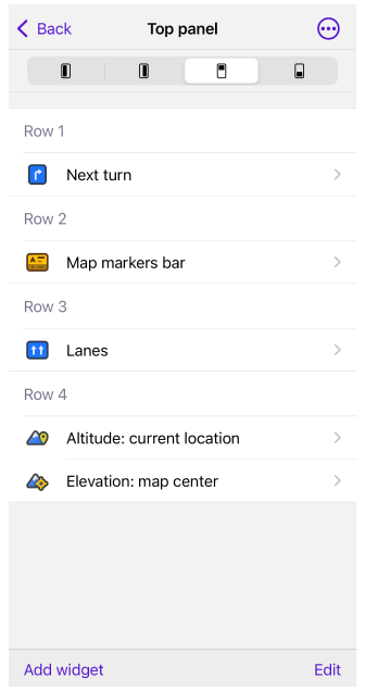 Configure screen menu