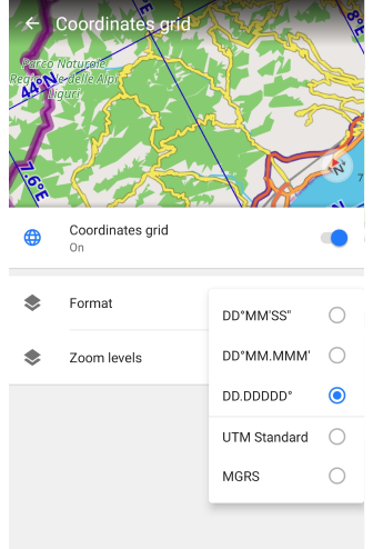 Coordinates Grid Overlay