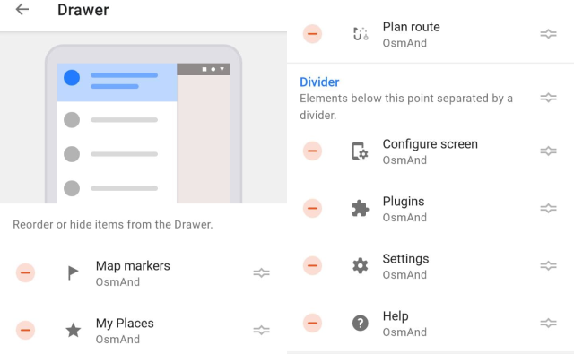 Пункти меню бічної панелі