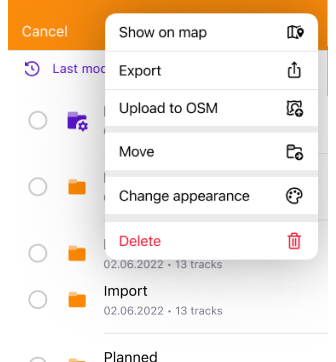 Треки в Моїх місцях iOS