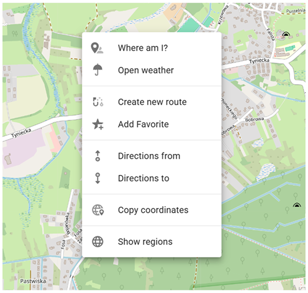 Map Context menu